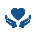 two hands holding heart icon