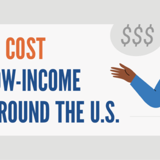 Title graphic for a blog about the childcare cost burden for low-income households around the U.S.