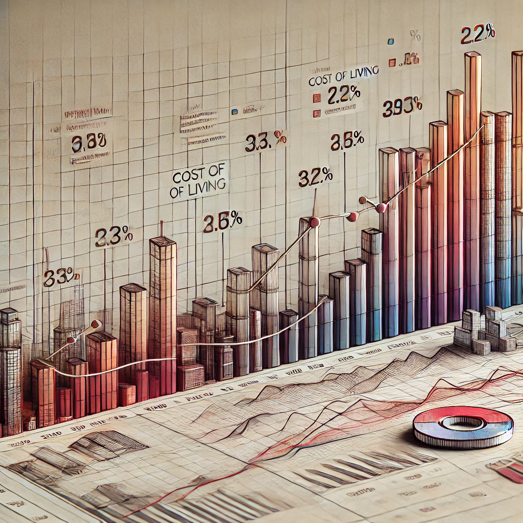 Historical cost of living increases chart showcasing trends over time